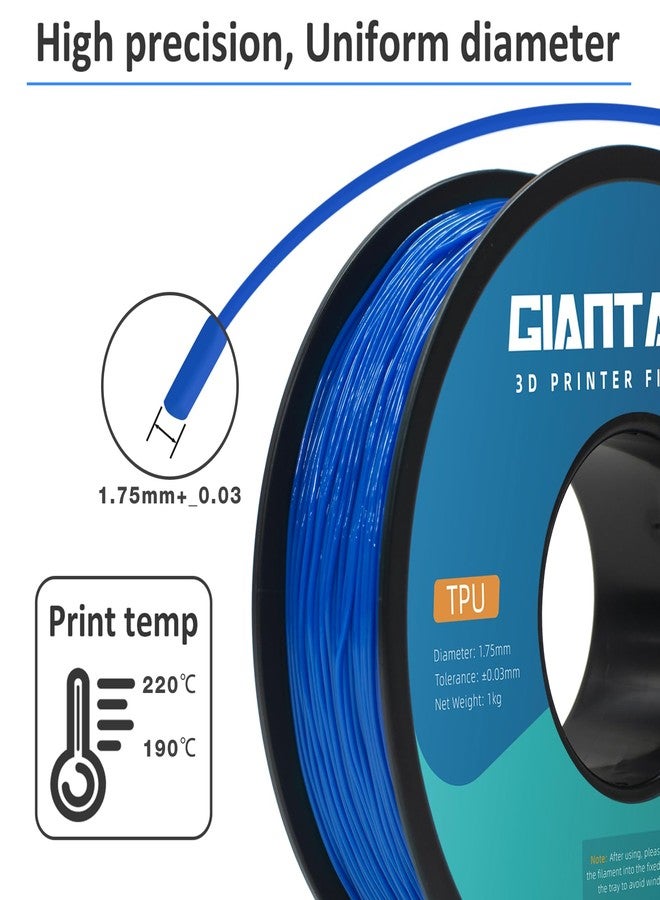 GIANTARM TPU Filament 1.75mm 1Kg(2.2lbs), Blue Filament TPU, 95A Flexible 3D Printer Filament with High Elasticity, ±0.03mm Accuracy, Neatly Wound & Moistureproof, Non-Clogging, TPU Blue - Image 4