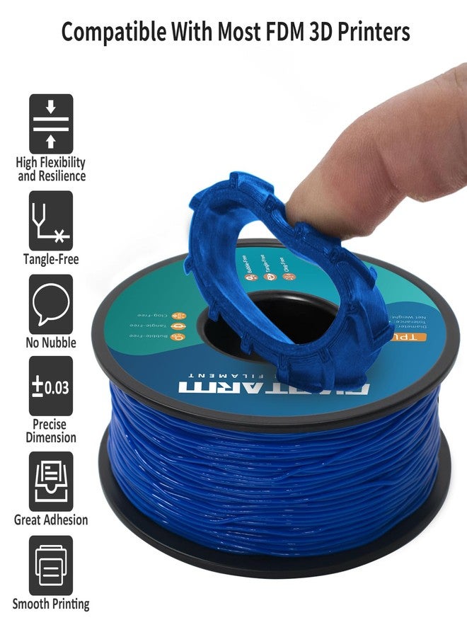 GIANTARM TPU Filament 1.75mm 1Kg(2.2lbs), Blue Filament TPU, 95A Flexible 3D Printer Filament with High Elasticity, ±0.03mm Accuracy, Neatly Wound & Moistureproof, Non-Clogging, TPU Blue - Image 2