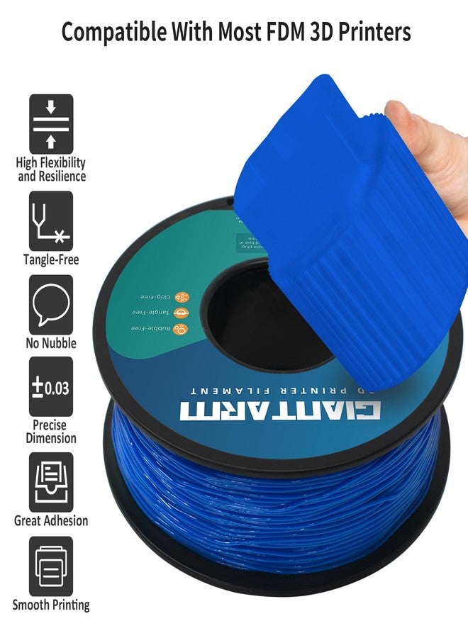 GIANTARM TPU Filament 1.75mm 1Kg(2.2lbs), Blue Filament TPU, 95A Flexible 3D Printer Filament with High Elasticity, ±0.03mm Accuracy, Neatly Wound & Moistureproof, Non-Clogging, TPU Blue - Image 3
