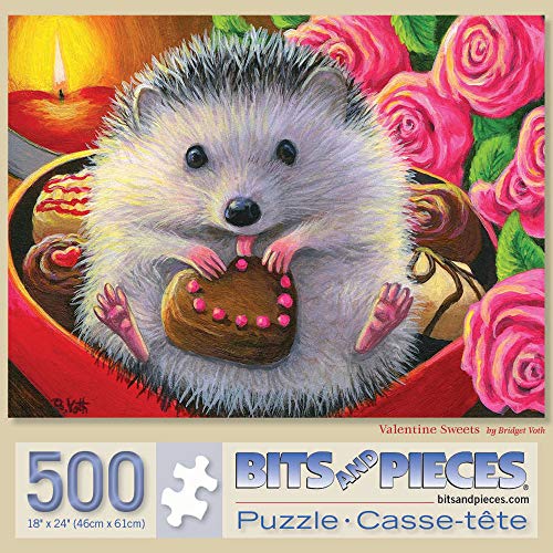 Bits and Pieces 500 Piece Puzzles for Adults Valentine Sweets Large 18 x 24 Jigsaw Puzzles 500 Pieces Valentines Day Roses Love Random Die Cut Pieces No 2 are Alike - Image 1