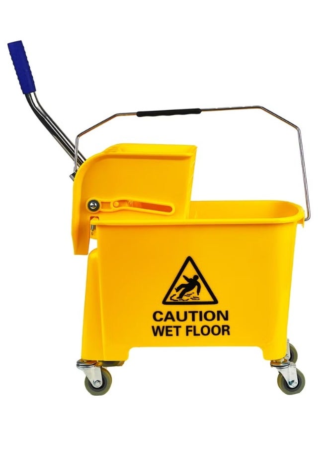 AKC AKC 20-Liter Mop Bucket with Wringer and 4-Wheel 360° Rotating Swivel Trolley, Double-Chambered Design, Heavy-Duty for Home, Office, Restaurants, Hotels, Halls, and Commercial Spaces- Yellow  - Image 3