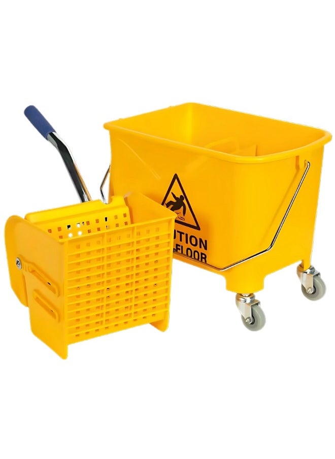 AKC AKC 20-Liter Mop Bucket with Wringer and 4-Wheel 360° Rotating Swivel Trolley, Double-Chambered Design, Heavy-Duty for Home, Office, Restaurants, Hotels, Halls, and Commercial Spaces- Yellow  - Image 2