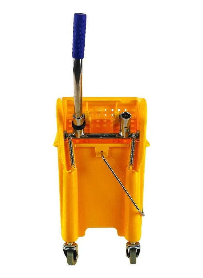 AKC AKC 20-Liter Mop Bucket with Wringer and 4-Wheel 360° Rotating Swivel Trolley, Double-Chambered Design, Heavy-Duty for Home, Office, Restaurants, Hotels, Halls, and Commercial Spaces- Yellow  - Image 4