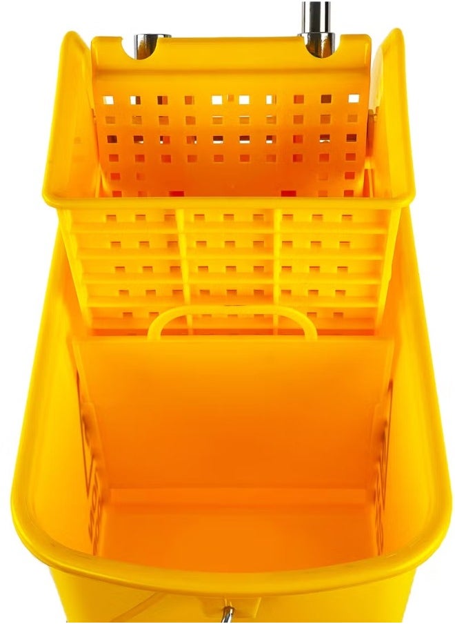 AKC AKC 20-Liter Mop Bucket with Wringer and 4-Wheel 360° Rotating Swivel Trolley, Double-Chambered Design, Heavy-Duty for Home, Office, Restaurants, Hotels, Halls, and Commercial Spaces- Yellow  - Image 5