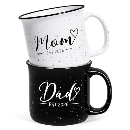 Maustic Mom and Dad Mugs, New Parents Gifts for Couples, New Mom and Dad Est 2026 Gifts for Expecting First Time Parents, 15 Oz - Image 1