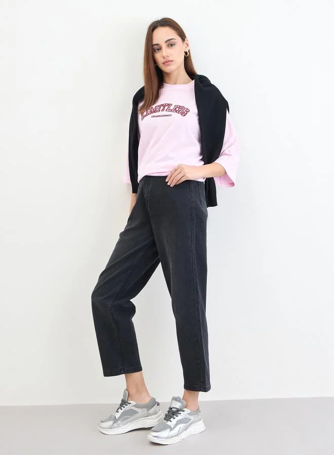 Styli Women Black High Rise Relaxed Fit Jeans