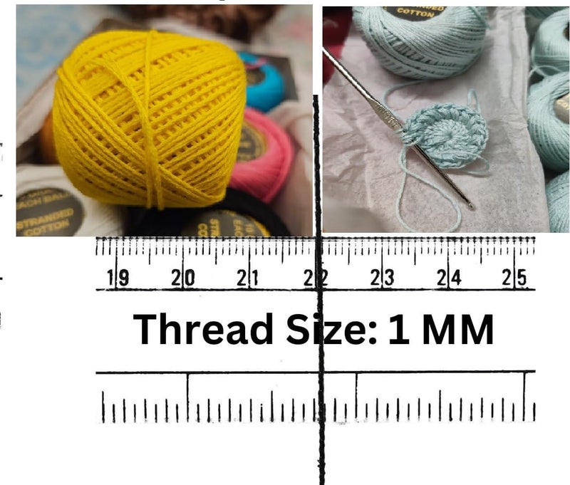 ELEXIQ Crochet Cotton Thread Yarn for Knitting and Craft Making Combo Pack of 10 Roll (Multicolour) (Light Yellow & PINKLY) - Image 2