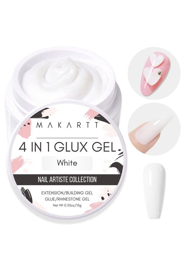 MAKARTT Solid Builder Nail Gel,15ML 4 in 1 Nail Extension Gel UV Nail Glue for Acrylic Nails Soft Gel Nails Rhinestones Gel 3D Nail Sculpture Gel Hard Gel for Nails UV/LED Nail Lamp Required White - Image 1