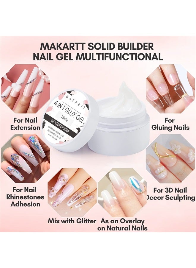 MAKARTT Solid Builder Nail Gel,15ML 4 in 1 Nail Extension Gel UV Nail Glue for Acrylic Nails Soft Gel Nails Rhinestones Gel 3D Nail Sculpture Gel Hard Gel for Nails UV/LED Nail Lamp Required White - Image 3
