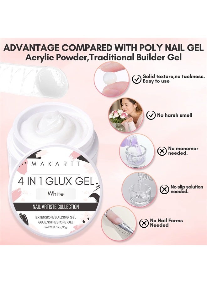 MAKARTT Solid Builder Nail Gel,15ML 4 in 1 Nail Extension Gel UV Nail Glue for Acrylic Nails Soft Gel Nails Rhinestones Gel 3D Nail Sculpture Gel Hard Gel for Nails UV/LED Nail Lamp Required White - Image 5