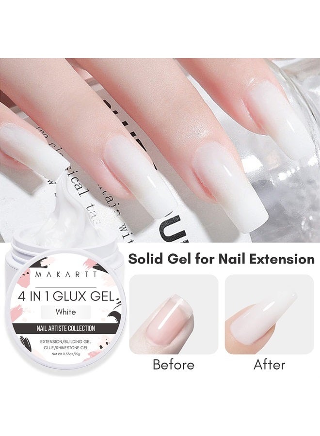 MAKARTT Solid Builder Nail Gel,15ML 4 in 1 Nail Extension Gel UV Nail Glue for Acrylic Nails Soft Gel Nails Rhinestones Gel 3D Nail Sculpture Gel Hard Gel for Nails UV/LED Nail Lamp Required White - Image 2