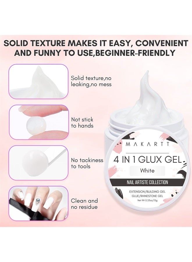 MAKARTT Solid Builder Nail Gel,15ML 4 in 1 Nail Extension Gel UV Nail Glue for Acrylic Nails Soft Gel Nails Rhinestones Gel 3D Nail Sculpture Gel Hard Gel for Nails UV/LED Nail Lamp Required White - Image 4