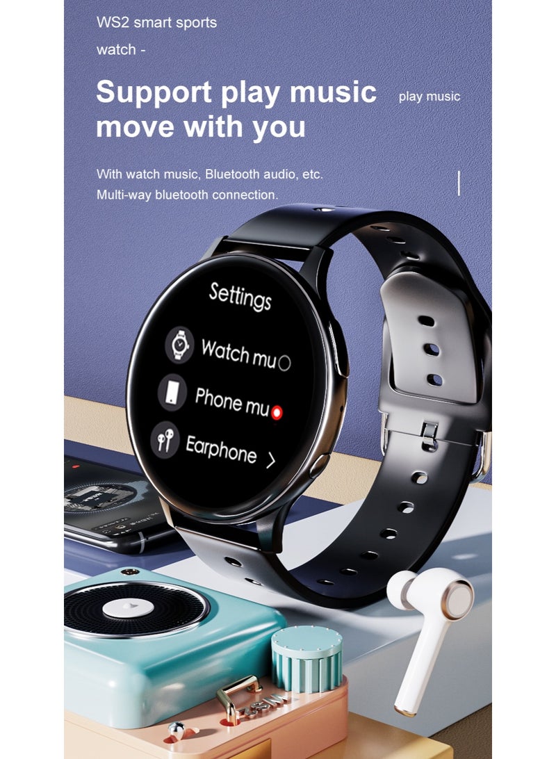 لييج ساعة ذكية جديدة للرجال بشاشة AMOLED مقاس 1.28 بوصة رياضية مزودة بخاصية الاتصال عبر البلوتوث IP67 ومقاومة للماء وحزام أسود شبكي وحزام سيليكون مجاني - Image 4