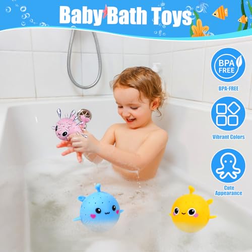 Auvitaya 4 PCS Dolphins Water Balls Sensory Stress Relief Floating Pool Toys for Kids Water Splash Balls Toddler Swim Bath Toys Christmas Goodie Bag Fillers for Babies - Image 5
