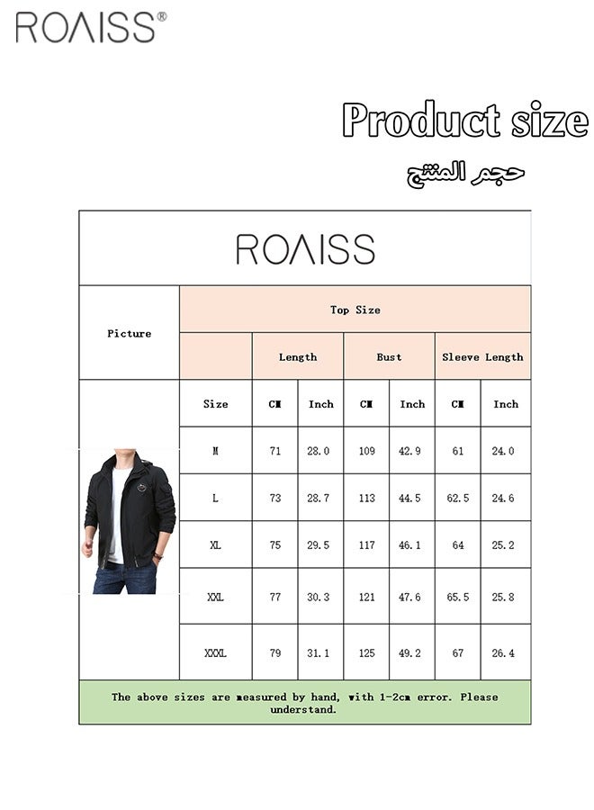 Men's Outdoor Windproof Hooded Jacket Multi Pocket Detachable Hat Coat Zipper Closure Waterproof Sports Jacket