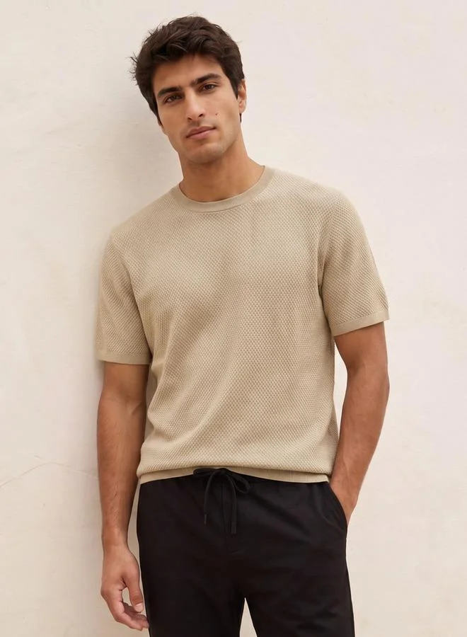 Iconic Regular Fit Crew Neck Short Sleeves Textured T-shirt