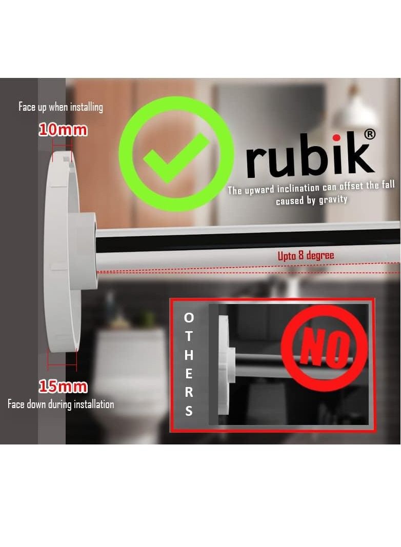 Rubik قضيب ستارة الحمام على شكل حرف L (80-100 سم و100-140 سم) قضيب شد قابل للتعديل ونهايات قابلة للتمدد بدون حفر حاملات لاصقة (النوع C) - Image 4