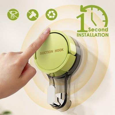 HITWA Suction Cup HookSuction HooksSuction Cup with HookReusable Vacuum Suction Hooks for BathroomWall HooksWall Clips for Hanging TowelClothesKitchen UtensilsMulticolor Pack of 2 - Image 5