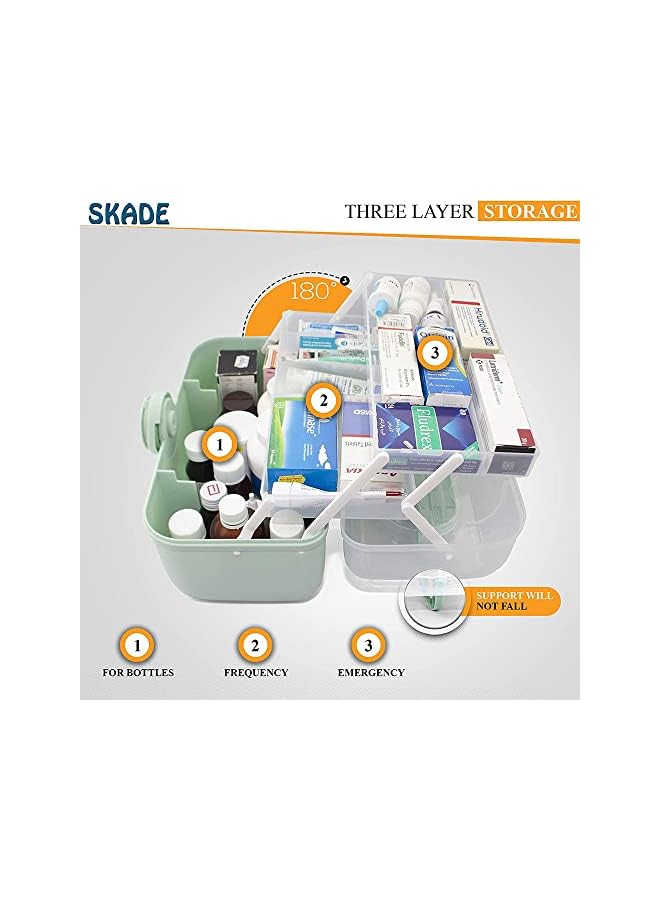 vesus Medicine Storage Box and Plastic Storage Box, Multipurpose Organizer and Storage Case for Art Craft and Cosmetic,Hobby Accessories, Bathroom Cosmetics, and Toiletries (Green,Large) - Image 3