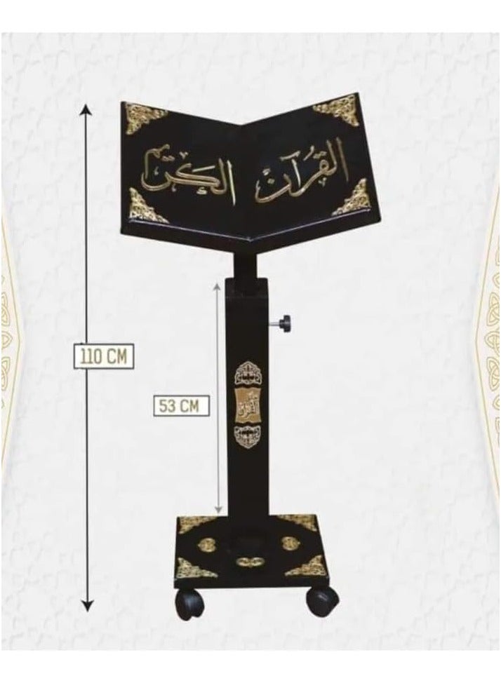 REBENUO Holy Quran holder Turkish wood decorated large size black colorv - Image 2