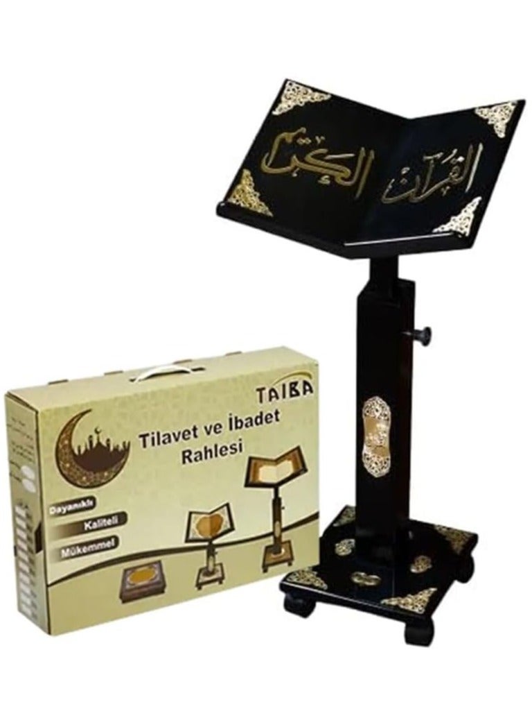 REBENUO Holy Quran holder Turkish wood decorated large size black colorv - Image 3