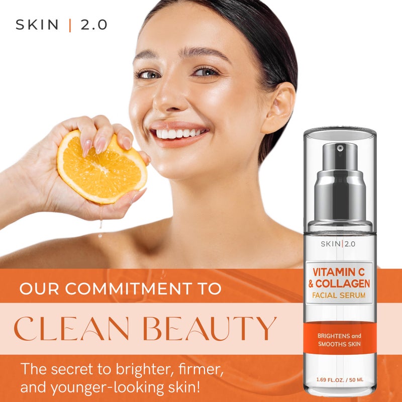 Skin 2.0 Vitamin C Serum - Dermatologist Tested, Anti-Aging & Dark Spot Remover - Brightening, Clean Beauty, Cruelty-Free, Korean Skincare for Glass Skin, All Skin Types - 1.69 Fl. oz - Image 2