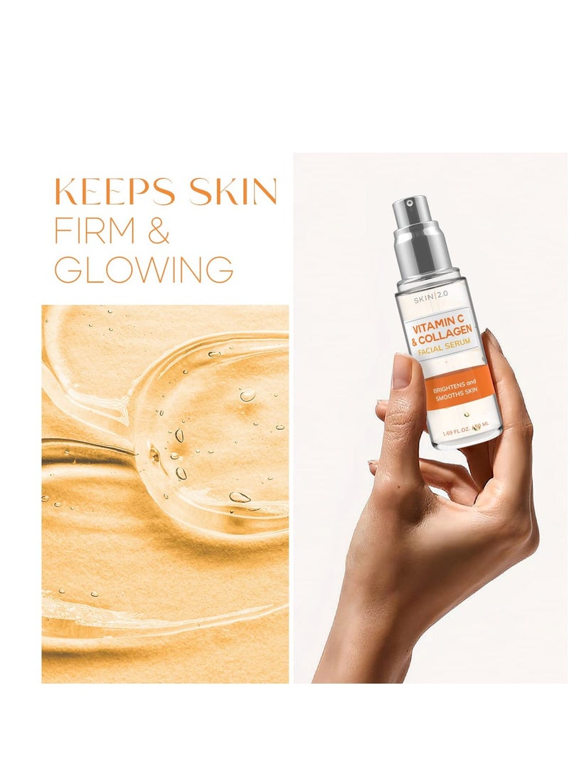 Skin 2.0 Vitamin C Serum With Collagen - Dermatologist Tested Korean Skin Care for Dark Spots & Skin Brightening - Anti Aging & Acne Facial Serum - Cruelty Free - For All Skin Types - 1.69Fl. oz by Skin 2.0 - Image 5