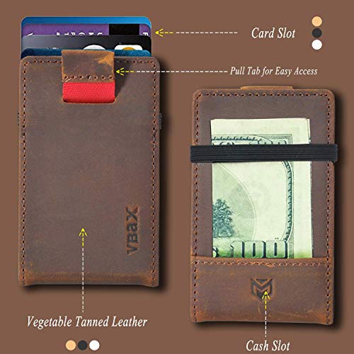 VBAX RFID Minimalist Slim Wallet for Men and Women, Holds Up to 12 Cards, Cash, Key Thin and Lightweight Credit Card Holder Vintage Color - Image 4