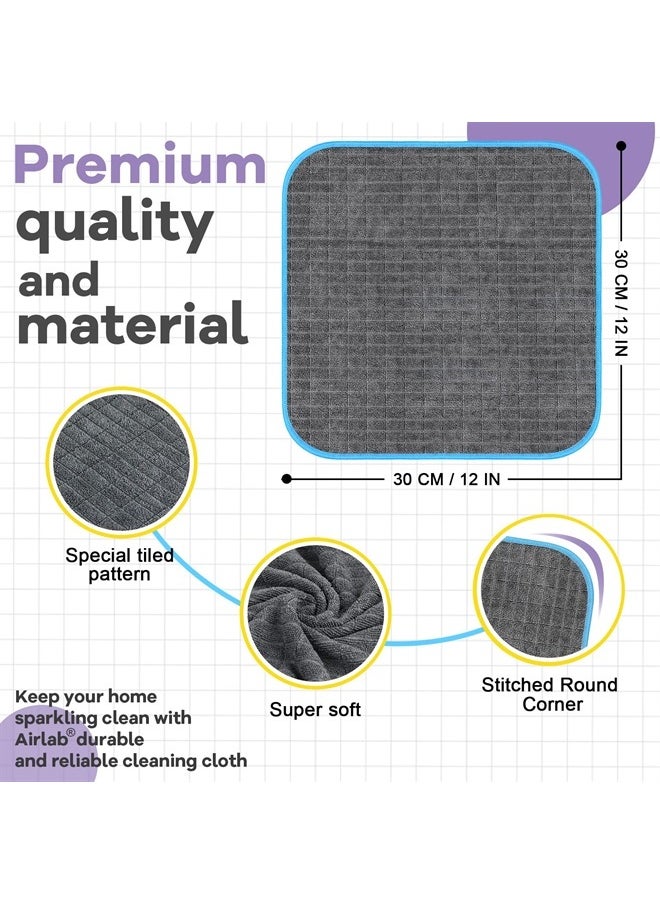 Airlab - Microfiber Cleaning Cloth for Household Dust Rags for Cleaning All-Purpose Towels Streak Free Kitchen Dishes Reusable Pack of 6, 12" x 12" - Image 1