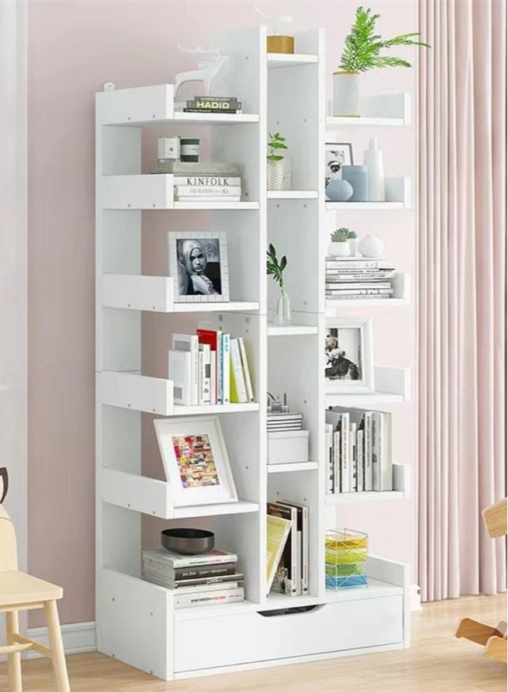 Kutis 8-Tiers reative Bookshelf Bookcase Simple Living Room Storage Rack  White 51x19x169 cm - Image 1