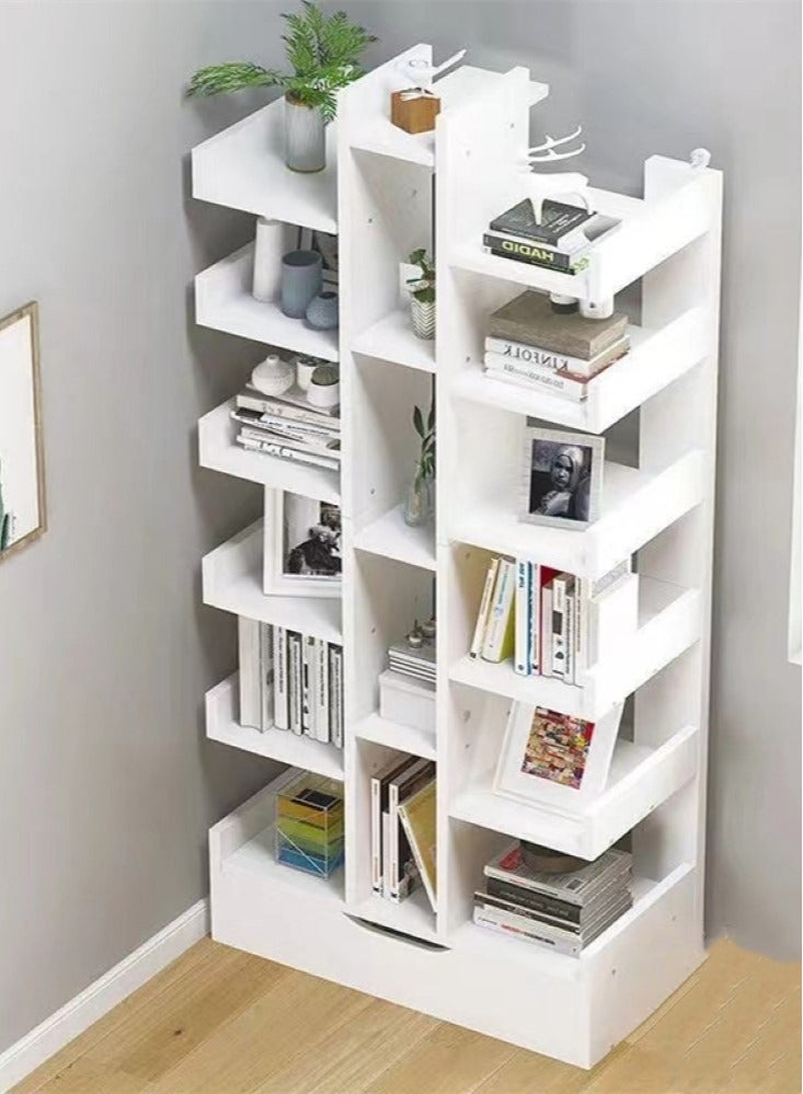 Kutis 8-Tiers reative Bookshelf Bookcase Simple Living Room Storage Rack  White 51x19x169 cm - Image 2
