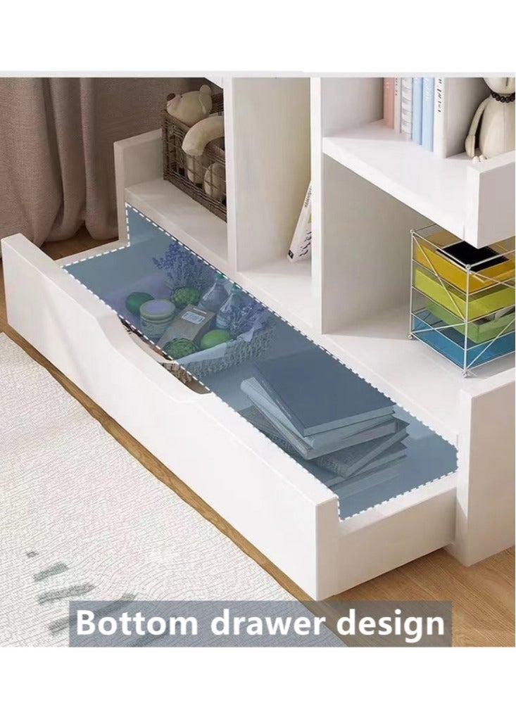 Kutis 8-Tiers reative Bookshelf Bookcase Simple Living Room Storage Rack  White 51x19x169 cm - Image 4