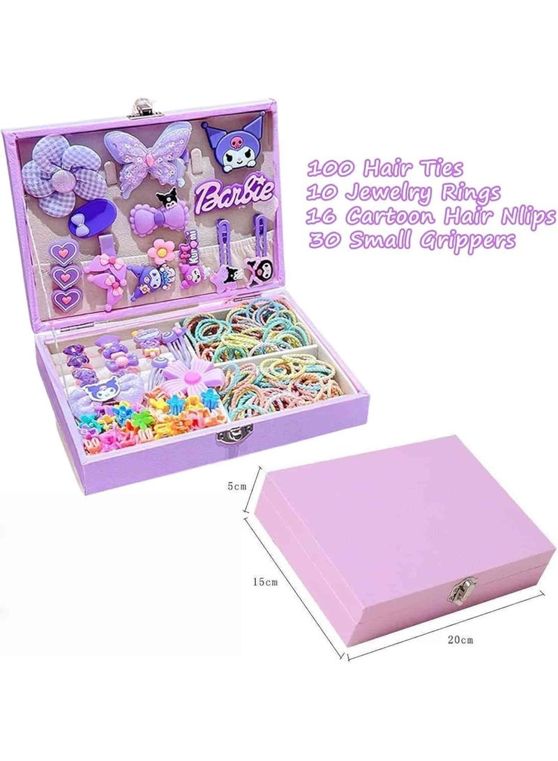Mitoy 156PCS Hair Accessories Set, Girls Hair Dress Up Kit with Jewelry Box, Hair Ties, Hair Clips, Princess Dress Up Toys Deluxe Set, Gift Toys for Age 3 4 5 6 7 8 9 10 Girls Kids Toddlers (Purple) - Image 3