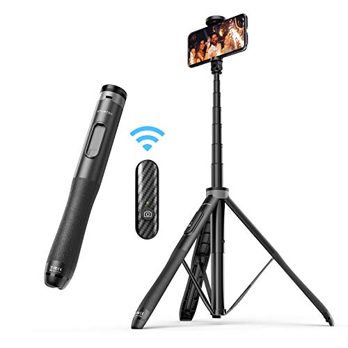 ATUMTEK 51" Selfie Stick Tripod, All in One Extendable Phone Tripod Stand with Bluetooth Remote 360° Rotation for iPhone and Android Phone Selfies, Video Recording, Vlogging, Live Streaming, Black - Image 1