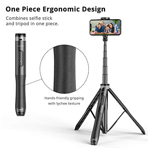 ATUMTEK 51" Selfie Stick Tripod, All in One Extendable Phone Tripod Stand with Bluetooth Remote 360° Rotation for iPhone and Android Phone Selfies, Video Recording, Vlogging, Live Streaming, Black - Image 4