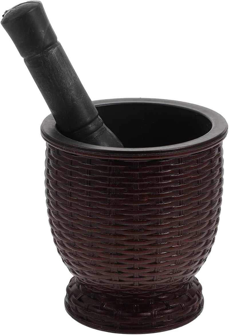 comfrt Mortar and Pestle Set Grinder for Spices and Seeds Garlic Masher Manual Plastic Garlic Ginger Spices Mortar Pestle Set for Home Kitchen Use Brown - Image 1