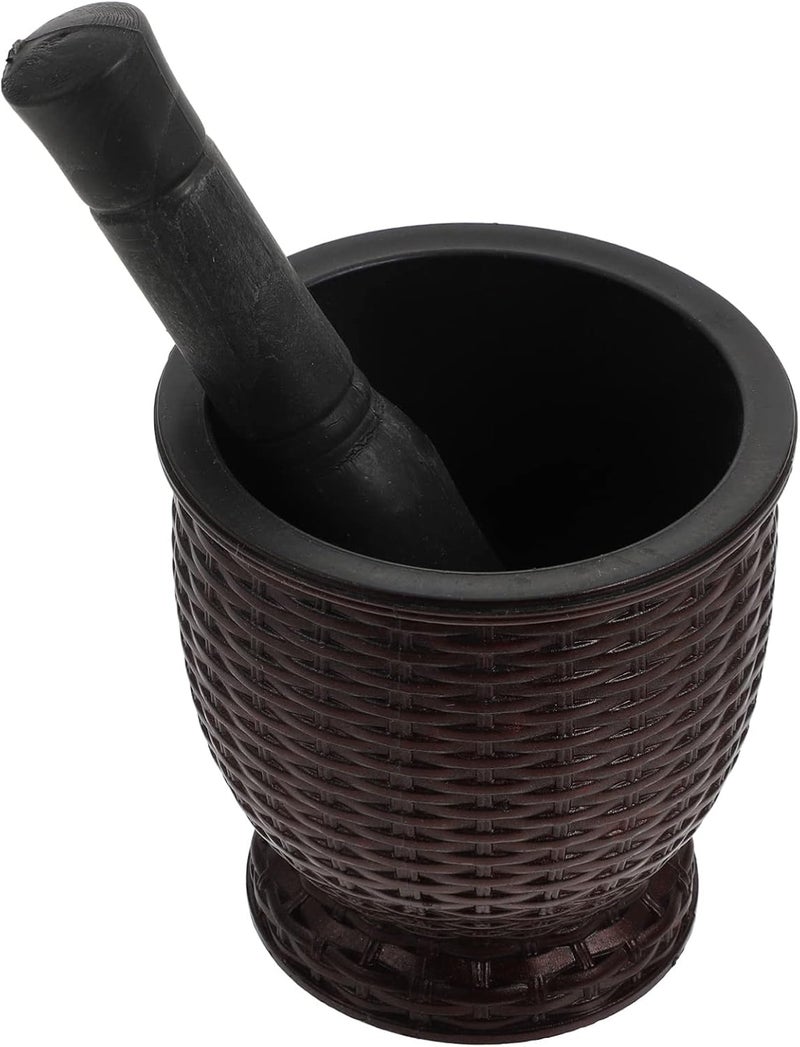 comfrt Mortar and Pestle Set Grinder for Spices and Seeds Garlic Masher Manual Plastic Garlic Ginger Spices Mortar Pestle Set for Home Kitchen Use Brown - Image 4