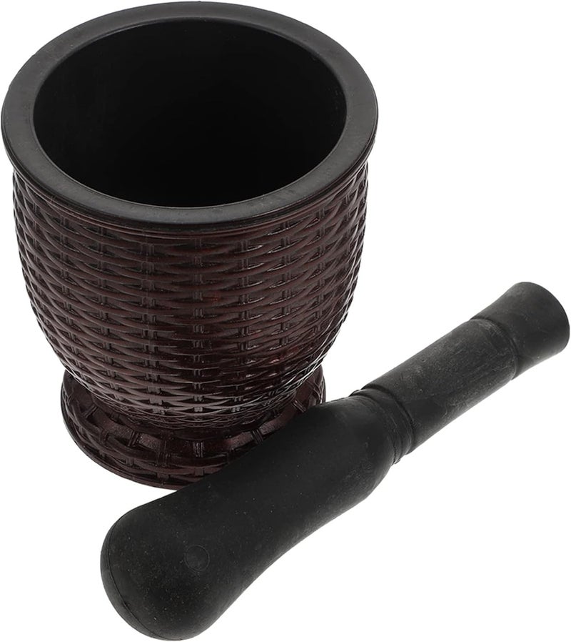comfrt Mortar and Pestle Set Grinder for Spices and Seeds Garlic Masher Manual Plastic Garlic Ginger Spices Mortar Pestle Set for Home Kitchen Use Brown - Image 2