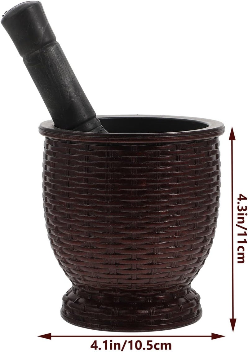 comfrt Mortar and Pestle Set Grinder for Spices and Seeds Garlic Masher Manual Plastic Garlic Ginger Spices Mortar Pestle Set for Home Kitchen Use Brown - Image 3