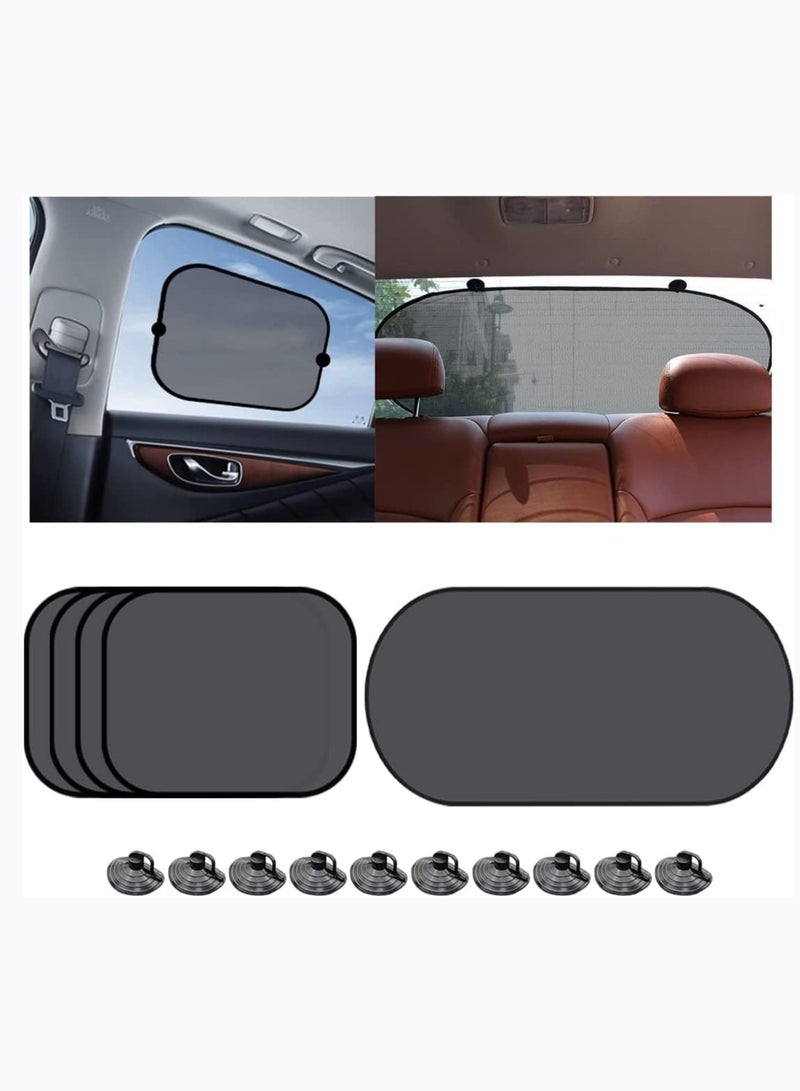 عربست غطاء نافذة السيارة ، مجموعة 5 حزم من مظلات الشمس التلقائية للنافذة الجانبية والخلفية ، حماية من وهج الشمس والأشعة فوق البنفسجية للأطفال ، مظلة شمسية مع كوب شفط عالمي لمعظم السيارات - Image 1