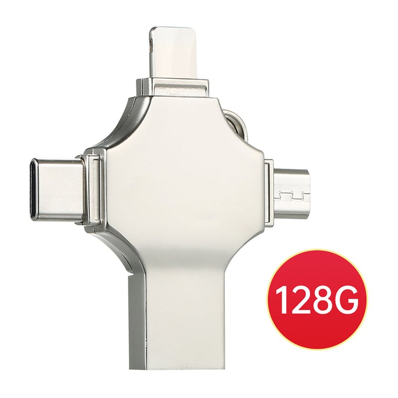 128GB 4-in-1 metal USB Flash drive Mobile phone computer dual-use Mini USB flash drive Support Type-C Micro USB iOS devices - Image 4