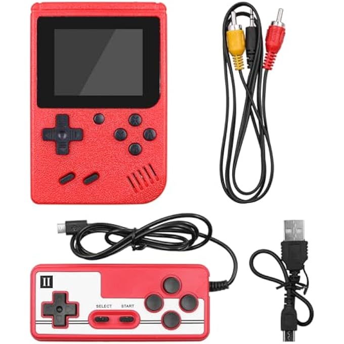 HANDHELD GAME CONSOLE PORTABLE RETRO CONSOLE WITH 400 CLASSIC GAMES 3 INCH COLOUR SCREEN SUPPORT FOR TWO-PLAYER GAMES（RED） - Image 1