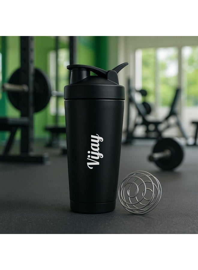 Giftana Giftana Personalized Gym Shaker Bottles for Pre-Post Workout Stainless Steel Protein Shaker Bottle with Leak-Proof, Personalized Gifts for Boyfriend, Husband, Customized Gym Shaker 750ml (Black)  - Image 3