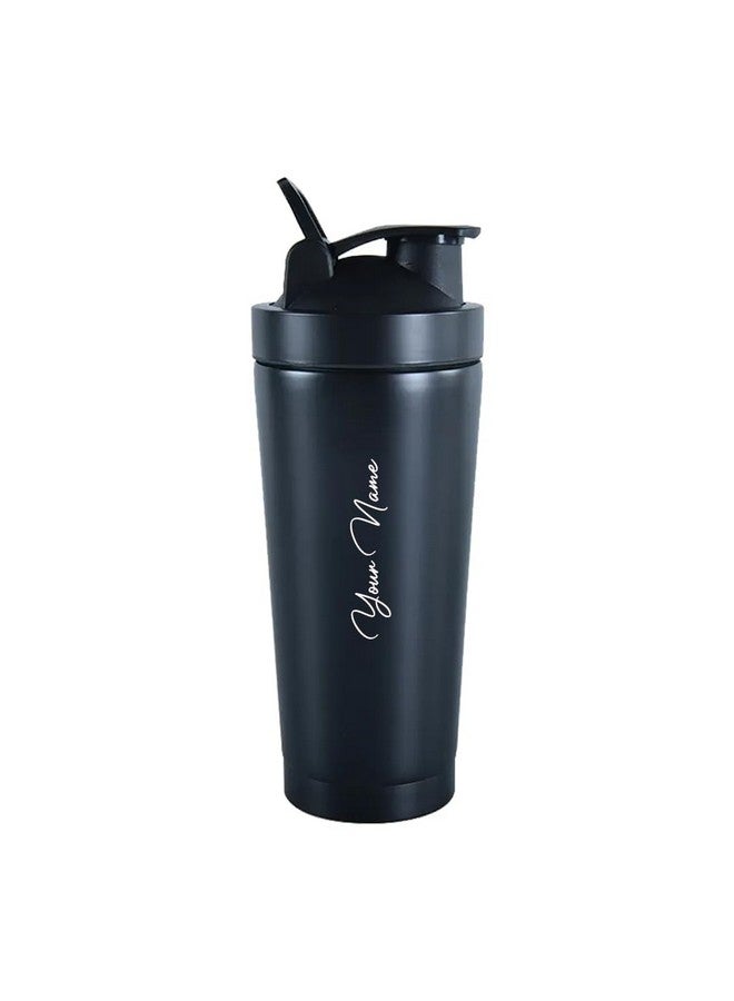 Giftana Giftana Personalized Gym Shaker Bottles for Pre-Post Workout Stainless Steel Protein Shaker Bottle with Leak-Proof, Personalized Gifts for Boyfriend, Husband, Customized Gym Shaker 750ml (Black)  - Image 1