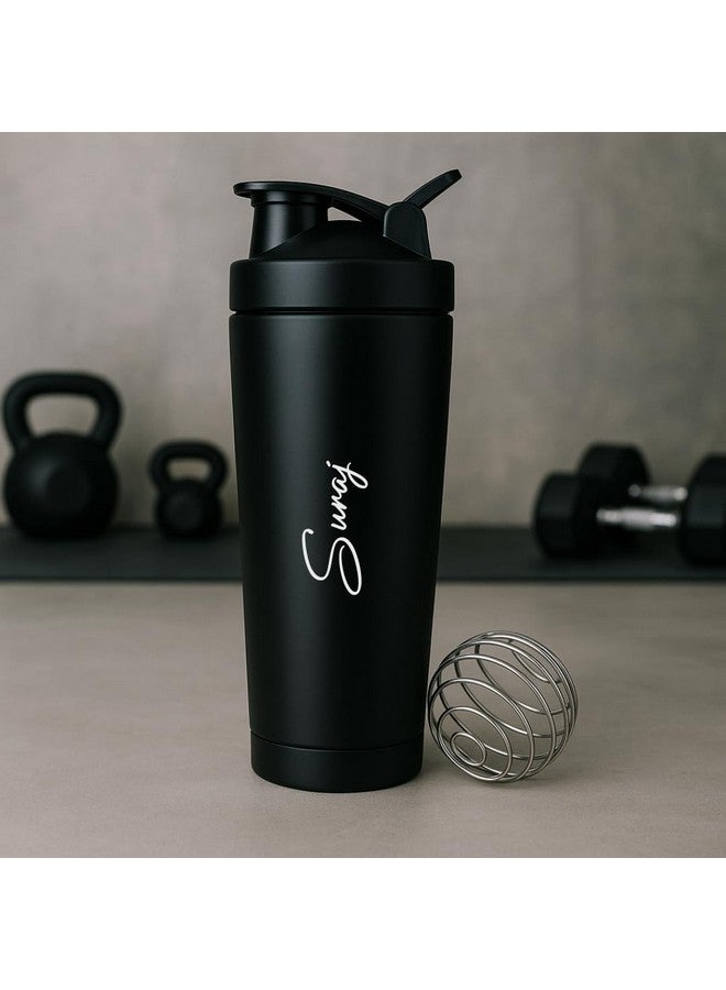 Giftana Giftana Personalized Gym Shaker Bottles for Pre-Post Workout Stainless Steel Protein Shaker Bottle with Leak-Proof, Personalized Gifts for Boyfriend, Husband, Customized Gym Shaker 750ml (Black)  - Image 4