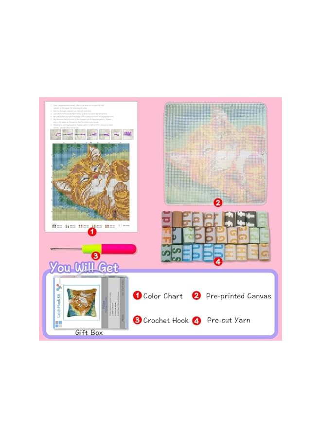 The Bros أطقم خطاف القفل لتغطية وسادة رمي DIY، غطاء وسادة قطة لطيف، حرفة يدوية كروشيه لعائلة رائعة 17X17 بوصة - Image 2