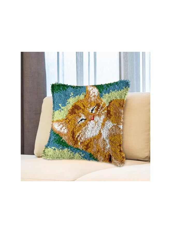 The Bros أطقم خطاف القفل لتغطية وسادة رمي DIY، غطاء وسادة قطة لطيف، حرفة يدوية كروشيه لعائلة رائعة 17X17 بوصة - Image 4