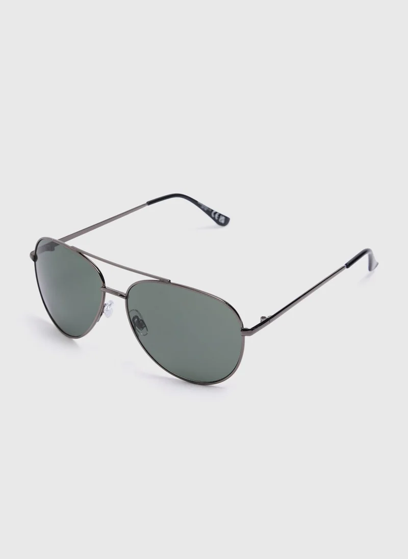 Matalan Black Smoked Aviator Sunglasses