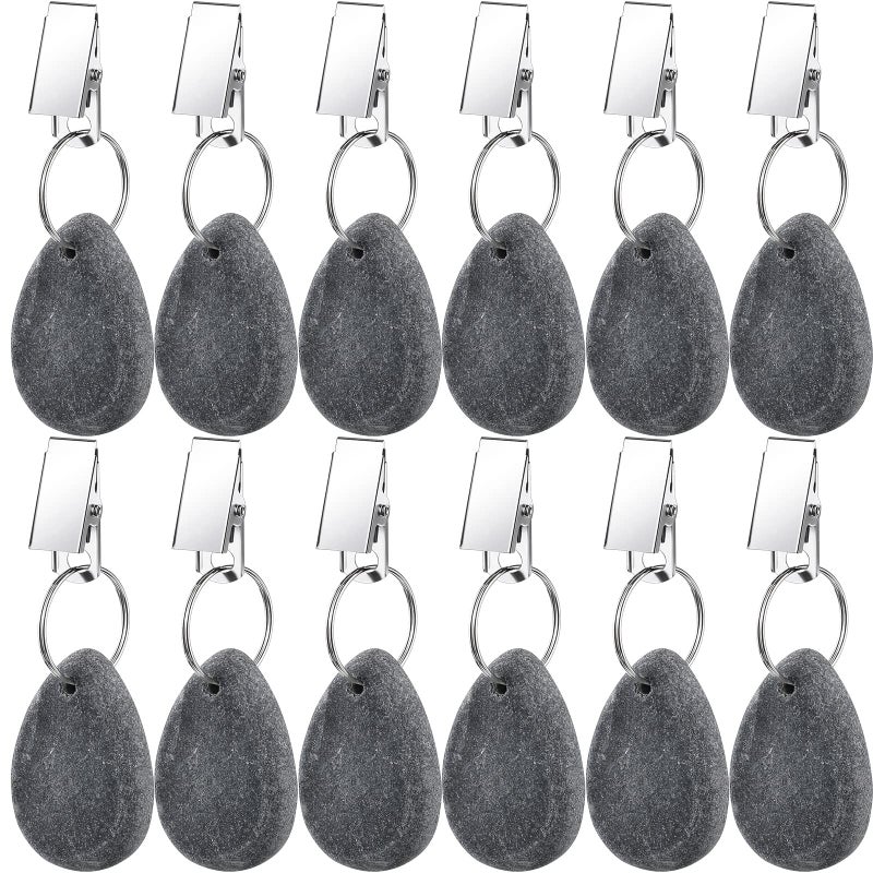 Geiserailie Geiserailie 12 Pcs Tablecloth Weights Tablecloth Pendant Teardrop Shape Table Cover Weights with Metal Clips for Outdoor Picnic Garden Dinner Table Cover DecorationWhite 