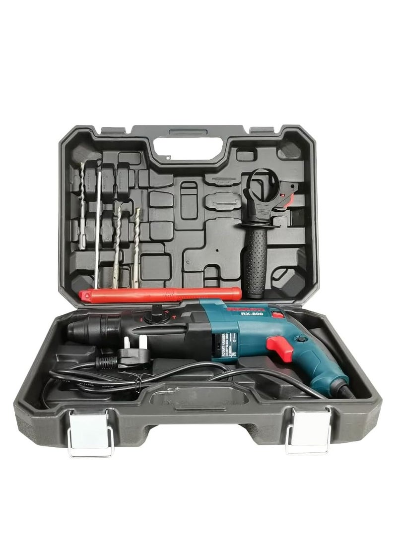 ROXON RX-800 Rotary Hammer Drill - 800W High Performance Tool with SDS Plus, Soft Grip Handle, and Safety Eye Protection - 220-240V 50/60Hz with Durable Plastic Case - Image 4